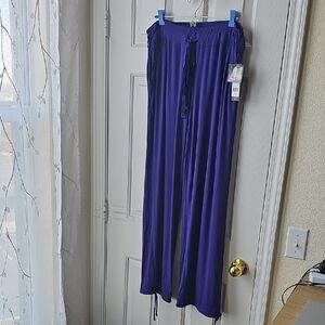 Daisy Fuentes Vibrant Purple Wide-Leg Drawstring Pants